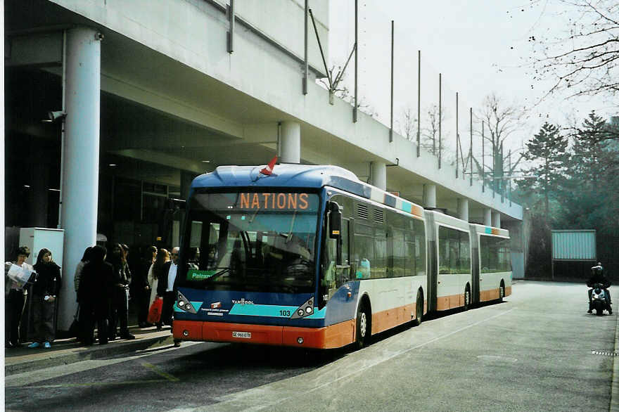 (092'602) - TPG Gen�ve - Nr. 103/GE 960'078 - Van Hool am 17. M�rz 2007 in Gen�ve, Palexpo