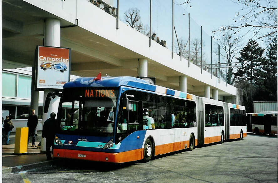 (092'621) - TPG Gen�ve - Nr. 101/GE 960'019 - Van Hool am 17. M�rz 2007 in Gen�ve, Palexpo