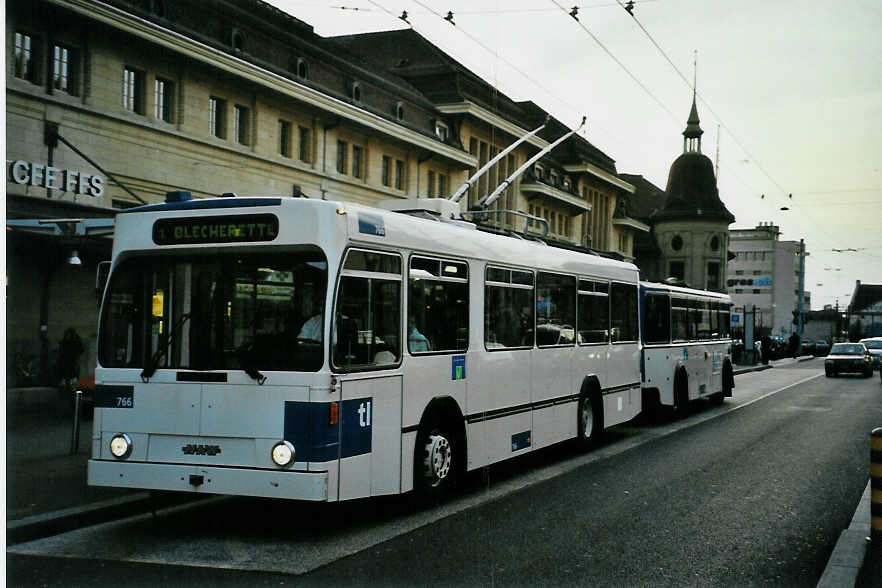 (093'007) - TL Lausanne - Nr. 766 - NAW/Lauber Trolleybus am 17. M�rz 2007 beim Bahnhof Lausanne