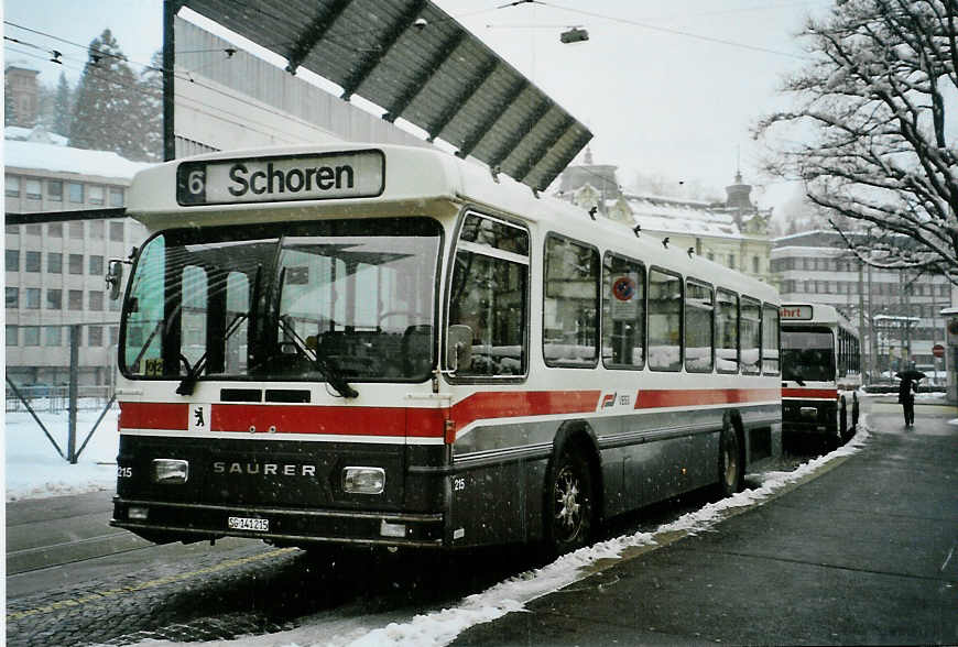 (093'020) - VBSG St. Gallen - Nr. 215/SG 141'215 - Saurer/Hess am 22. M�rz 2007 beim Bahnhof St. Gallen