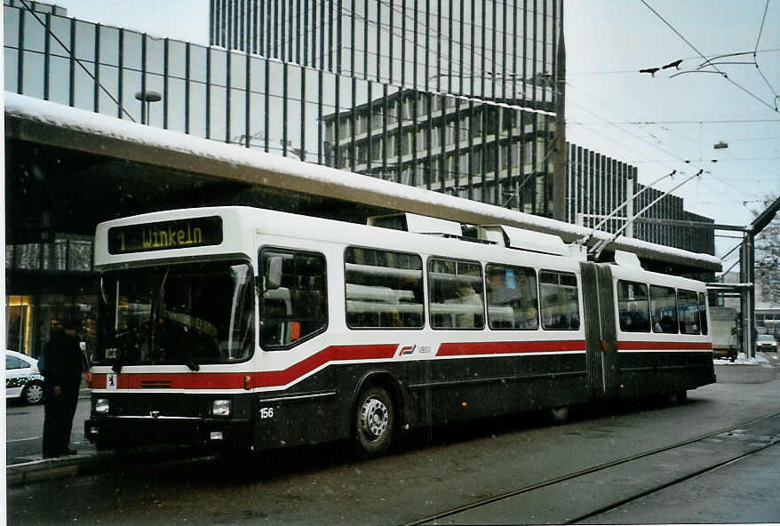 (093'027) - VBSG St. Gallen - Nr. 156 - NAW/Hess Gelenktrolleybus am 22. M�rz 2007 beim Bahnhof St. Gallen