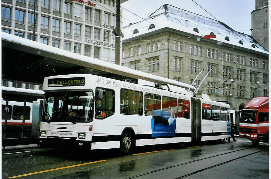 (093'107) - VBSG St. Gallen - Nr. 164 - NAW/Hess Gelenktrolleybus am 22. M�rz 2007 beim Bahnhof St. Gallen