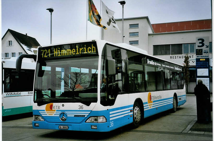 (093'126) - RTB Altst�tten - Nr. 36/SG 38'002 - Mercedes am 22. M�rz 2007 beim Bahnhof Wil (Einsatz WilMobil) 