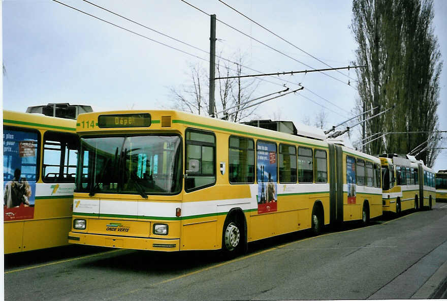 (093'324) - TN Neuch�tel - Nr. 114 - NAW/Hess Gelenktrolleybus am 25. M�rz 2007 in Neuch�tel, D�p�t