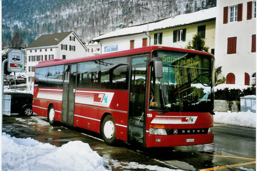 (093'407) - CJ Tramelan - Nr. 119/BE 368'596 - Setra (ex Nr. 19) am 25. M�rz 2007 beim Bahnhof St-Imier