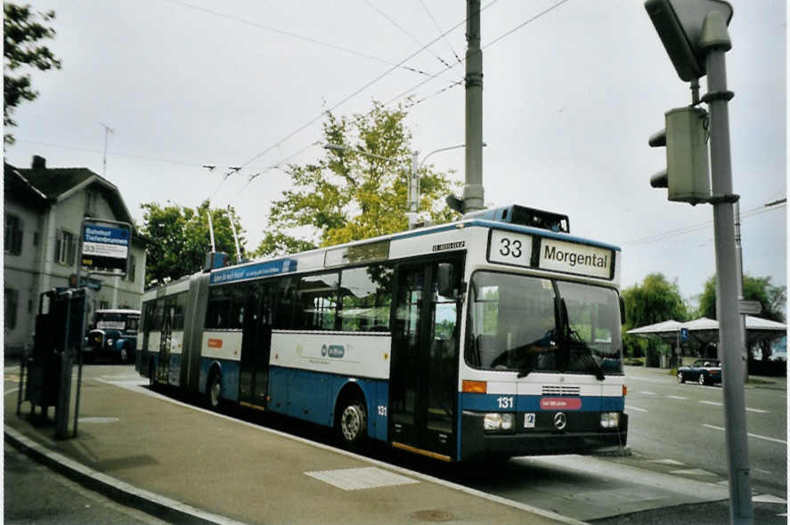 (094'624) - VBZ Z�rich - Nr. 131 - Mercedes Gelenktrolleybus am 26. Mai 2007 beim Bahnhof Z�rich-Tiefenbrunnen