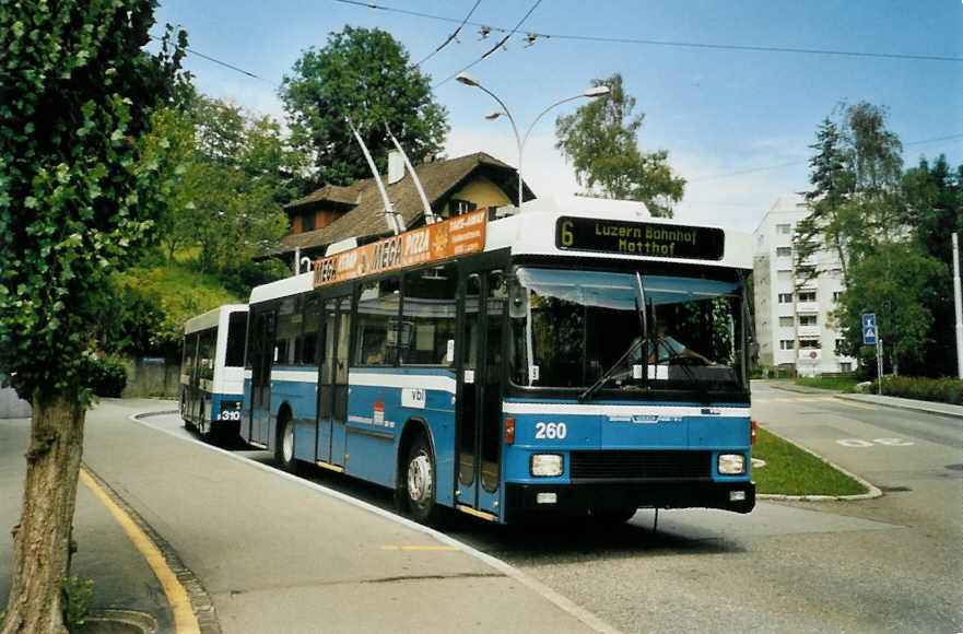 (096'806) - VBL Luzern - Nr. 260 - NAW/R&J-Hess Trolleybus am 23. Juli 2007 in Luzern, W�rzenbach