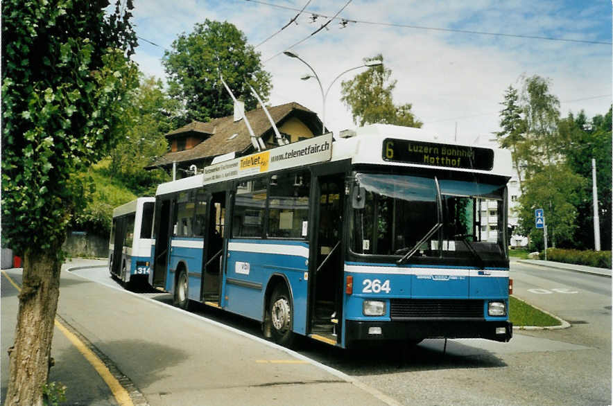 (096'809) - VBL Luzern - Nr. 264 - NAW/R&J-Hess Trolleybus am 23. Juli 2007 in Luzern, W�rzenbach
