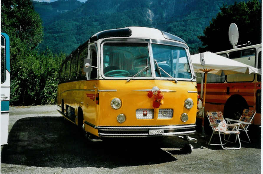 (097'336) - Aus der Schweiz: Zimmerli J., Oftringen - AG 57'298 - Berna/T�scher (ex Stutz, Oberlunkhofen; ex Leu, Schongau; ex Wicki, Bremgarten; ex P 22'054; ex P 20'704) am 18. August 2007 in Schaan, Wohnbustreffen