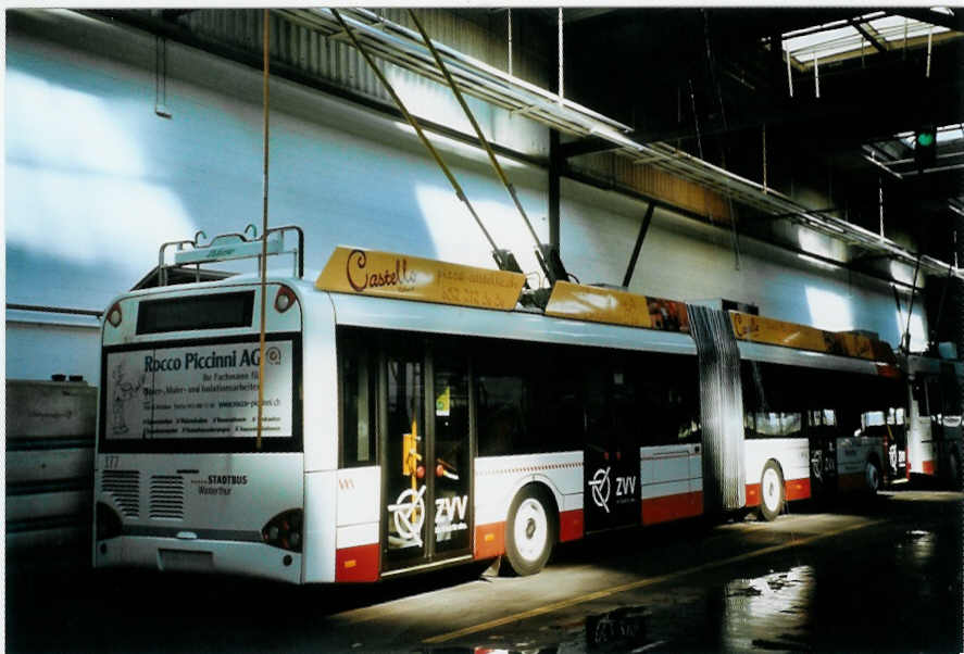(098'535) - SW Winterthur - Nr. 177 - Solaris Gelenktrolleybus am 15. September 2007 in Winterthur, Depot Gr�zefeld