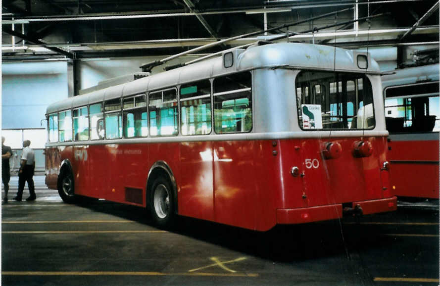 (098'636) - WV Winterthur - Nr. 50 - Saurer/Saurer Trolleybus am 15. September 2007 in Winterthur, Depot Gr�zefeld