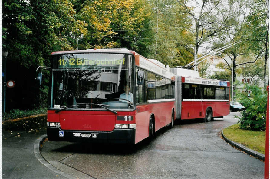 (099'424) - Bernmobil, Bern - Nr. 11 - NAW/Hess Gelenktrolleybus am 30. September 2007 in Bern, L�nggasse