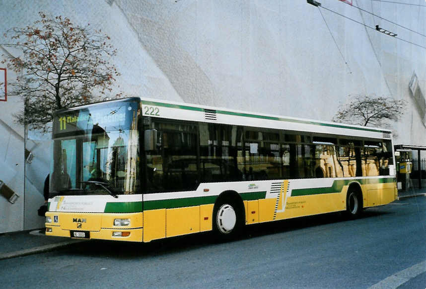 (100'301) - TN Neuch�tel - Nr. 222/NE 18'222 - MAN am 13. Oktober 2007 in Neuch�tel, Place Pury