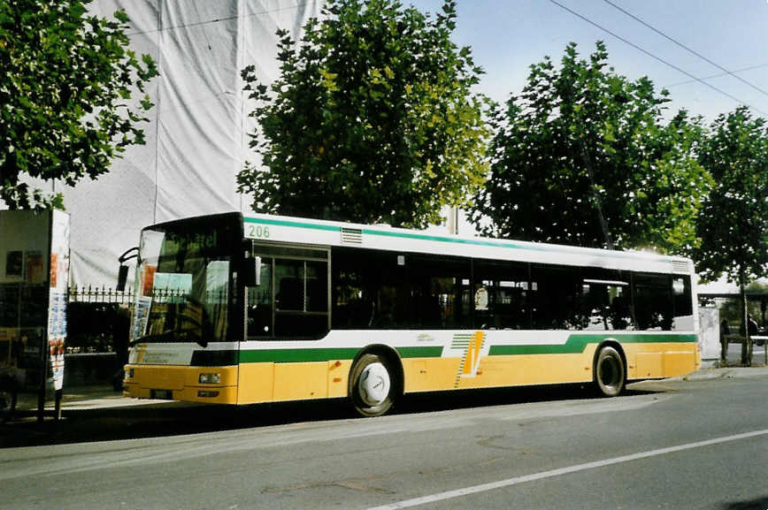 (100'304) - TN Neuch�tel - Nr. 206/NE 114'206 - MAN am 13. Oktober 2007 in Neuch�tel, Place Pury