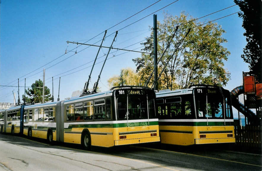 (100'316) - TN Neuch�tel - Nr. 161 - FBW/Hess Gelenktrolleybus am 13. Oktober 2007 in Neuch�tel, D�p�t