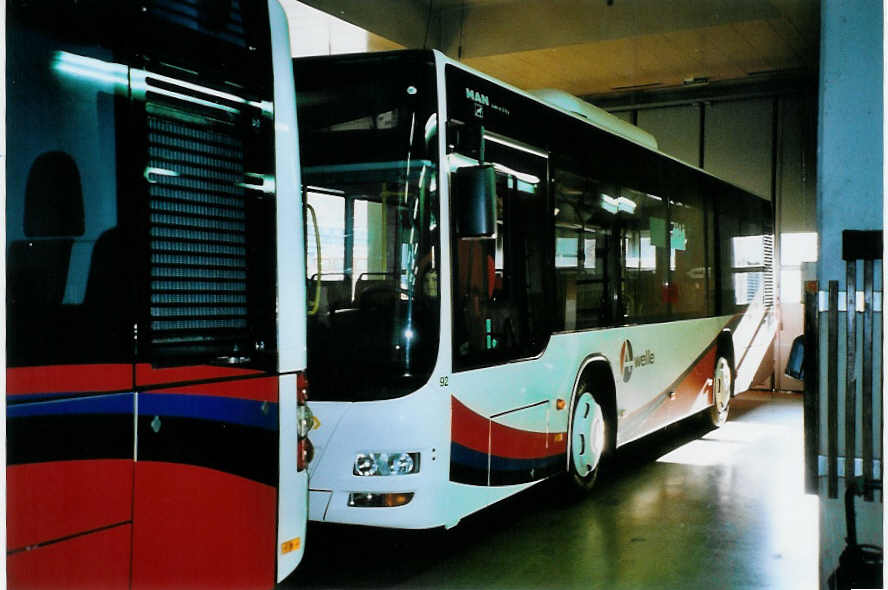 (101'004) - RVBW Wettingen - Nr. 92 - MAN/G�ppel am 3. November 2007 in Wettingen, Garage (Teilaufnahme)