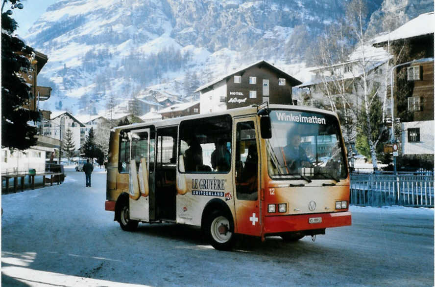 (102'713) - OBZ Zermatt - Nr. 12/VS 98'912 - Vetter am 30. Dezember 2007 in Zermatt, Getwing Br�cke