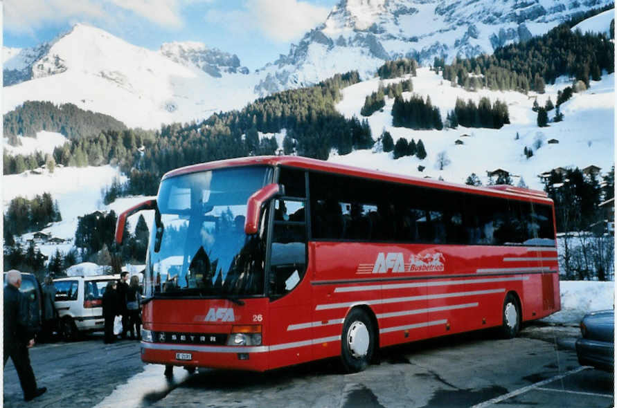 (102'927) - AFA Adelboden - Nr. 26/BE 21'181 - Setra (ex Nr. 16; ex Fr�hlich, D-Ludwigshafen/Rhein) am 3. Januar 2008 in Adelboden, Friedhof