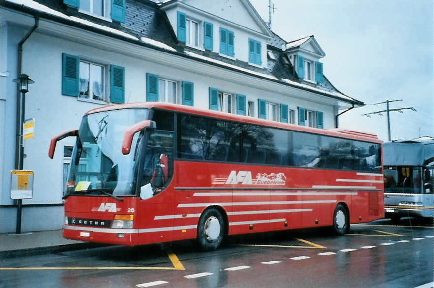 (102'934) - AFA Adelboden - Nr. 26/BE 21'181 - Setra (ex Nr. 16; ex Fr�hlich, D-Ludwigshafen/Rhein) am 6. Januar 2008 beim Bahnhof Frutigen