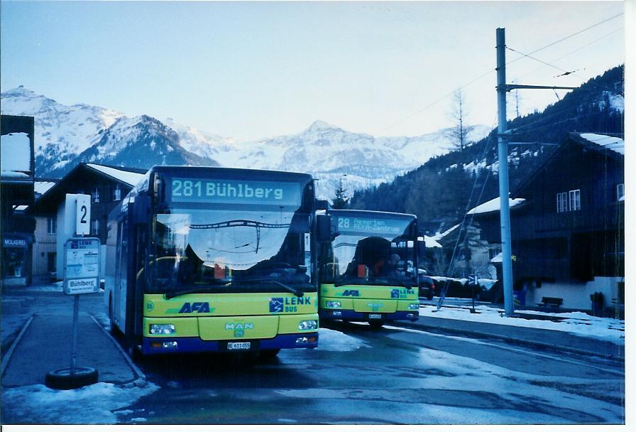 (103'711) - AFA Adelboden - Nr. 55/BE 611'055 - MAN/G�ppel am 21. Januar 2008 beim Bahnhof Lenk