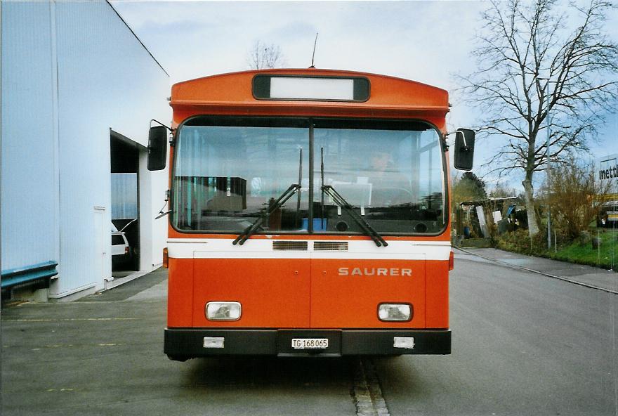 (104'120) - AOT Amriswil - Nr. 8/TG 168'065 - Saurer/T�scher (ex Frommelt, Vaduz) am 4. Februar 2008 in Amriswil, Garage II