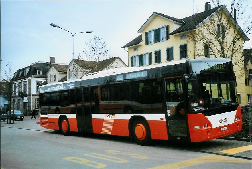 (104'128) - AOT Amriswil - Nr. 7/TG 691 - Neoplan (ex Vorf�hrfahrzeug) am 4. Februar 2008 beim Bahnhof Amriswil