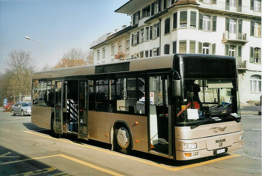 (104'201) - Lengacher, M�nsingen - Nr. 7/BE 556'335 - MAN/G�ppel (ex AFA Adelboden Nr. 55; ex Matt, FL-Mauren Nr. 66) am 11. Februar 2008 beim Bahnhof M�nsingen