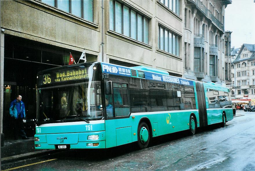 (104'611) - BVB Basel - Nr. 751/BS 3251 - MAN am 20. Februar 2008 in Basel, Schiffl�nde