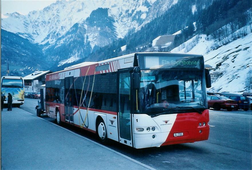 (104'916) - AS Engi - Nr. 1/GL 7701 - Neoplan (ex SBC Chur Nr. 107) am 9. M�rz 2008 in Elm, Sportbahnen