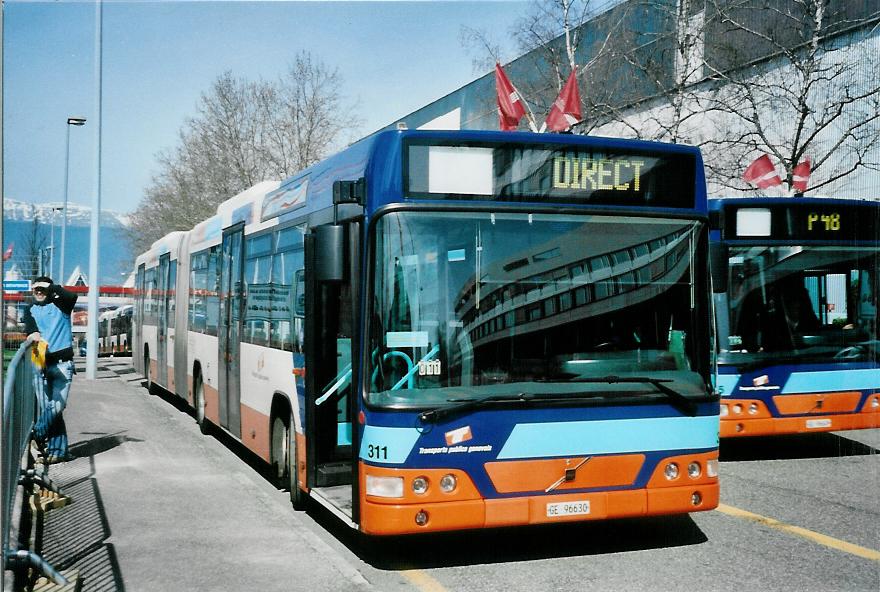 (105'106) - TPG Gen�ve - Nr. 311/GE 96'630 - Volvo am 15. M�rz 2008 in Gen�ve, Palexpo