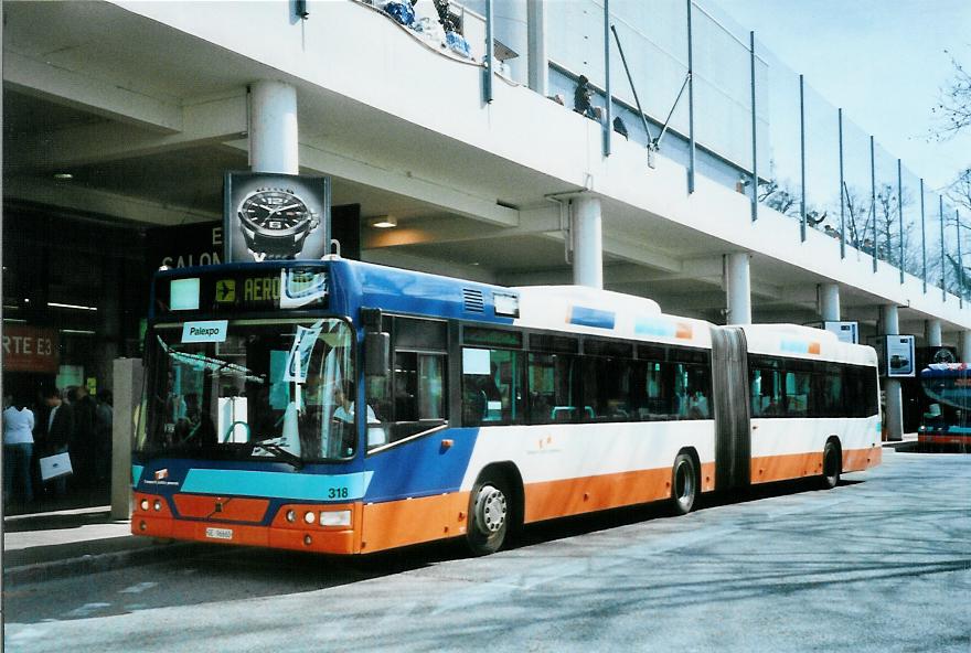 (105'110) - TPG Gen�ve - Nr. 318/GE 96'660 - Volvo am 15. M�rz 2008 in Gen�ve, Palexpo