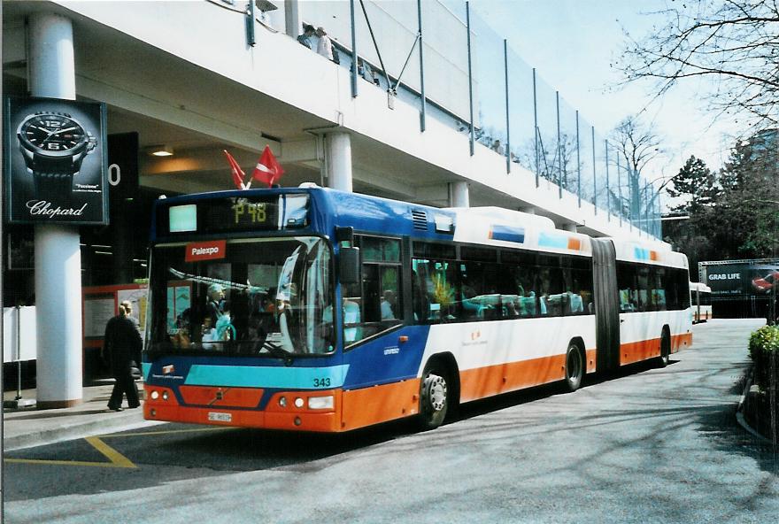 (105'122) - TPG Gen�ve - Nr. 343/GE 96'519 - Volvo am 15. M�rz 2008 in Gen�ve, Palexpo