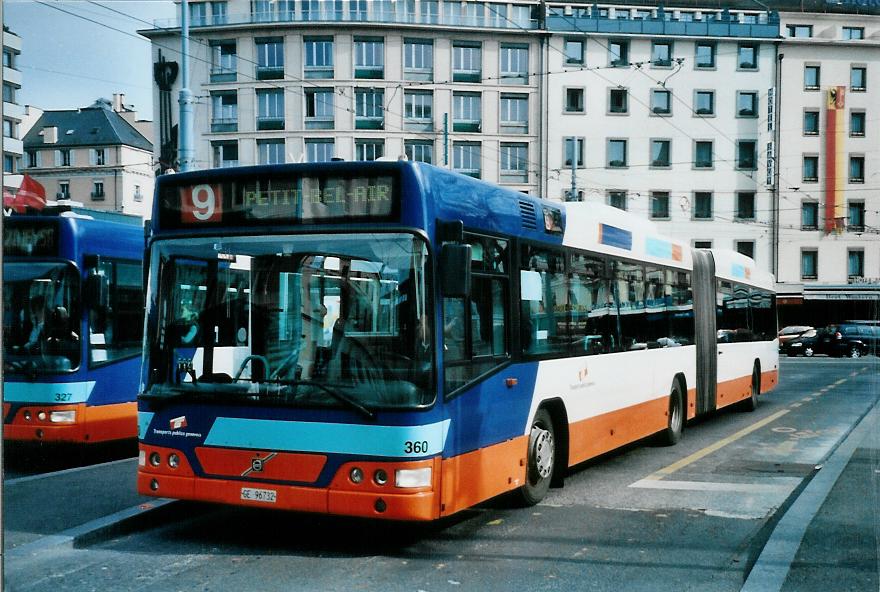 (105'221) - TPG Gen�ve - Nr. 360/GE 96'732 - Volvo am 15. M�rz 2008 beim Bahnhof Gen�ve