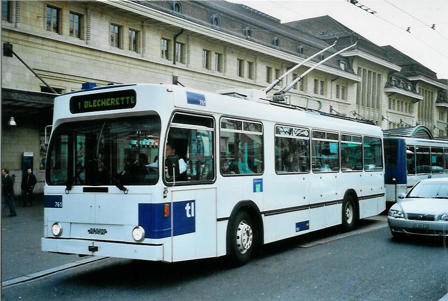 (105'306) - TL Lausanne - Nr. 761 - NAW/Lauber Trolleybus am 15. M�rz 2008 beim Bahnhof Lausanne