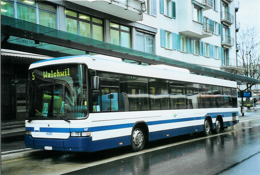 (105'420) - ZVB Zug - Nr. 147/ZG 3397 - Scania/Hess am 17. M�rz 2008 beim Bahnhof Zug