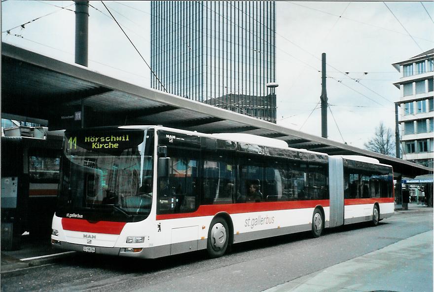 (105'808) - St. Gallerbus, St. Gallen - Nr. 284/SG 198'284 - MAN am 29. M�rz 2008 beim Bahnhof St. Gallen
