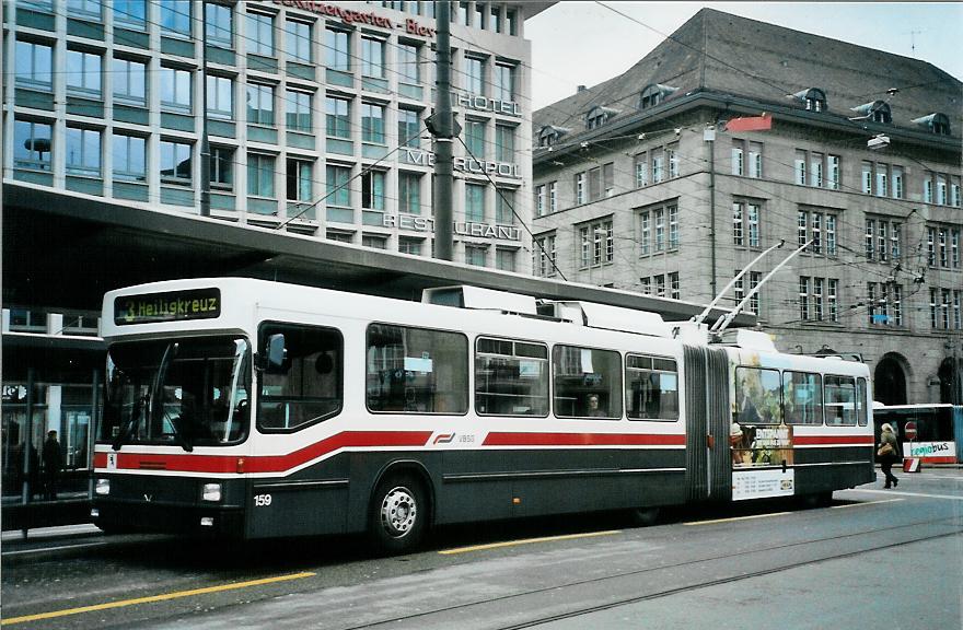 (105'815) - VBSG St. Gallen - Nr. 159 - NAW/Hess Gelenktrolleybus am 29. M�rz 2008 beim Bahnhof St. Gallen
