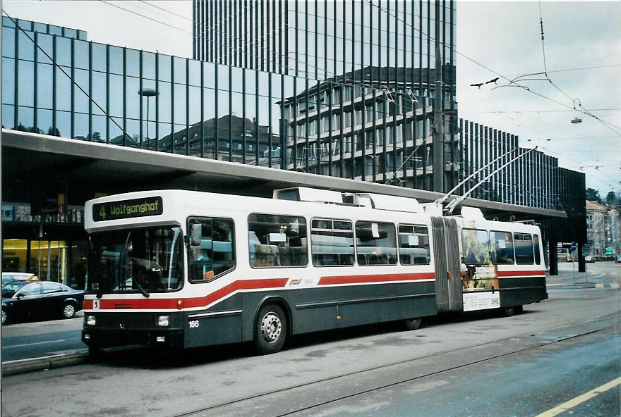 (105'820) - VBSG St. Gallen - Nr. 166 - NAW/Hess Gelenktrolleybus am 29. M�rz 2008 beim Bahnhof St. Gallen