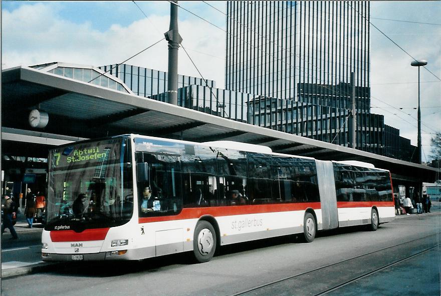 (105'827) - St. Gallerbus, St. Gallen - Nr. 280/SG 198'280 - MAN am 29. M�rz 2008 beim Bahnhof St. Gallen