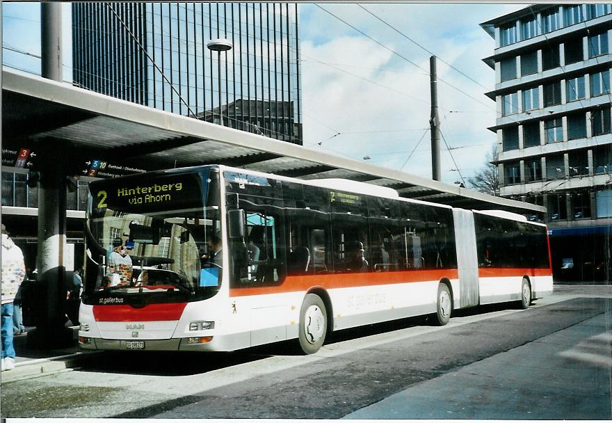 (105'828) - St. Gallerbus, St. Gallen - Nr. 271/SG 198'271 - MAN am 29. M�rz 2008 beim Bahnhof St. Gallen