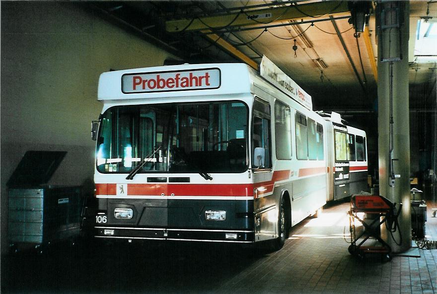 (105'934) - VBSG St. Gallen - Nr. 106 - Saurer/Hess Gelenktrolleybus am 29. M�rz 2008 in St. Gallen, Depot
