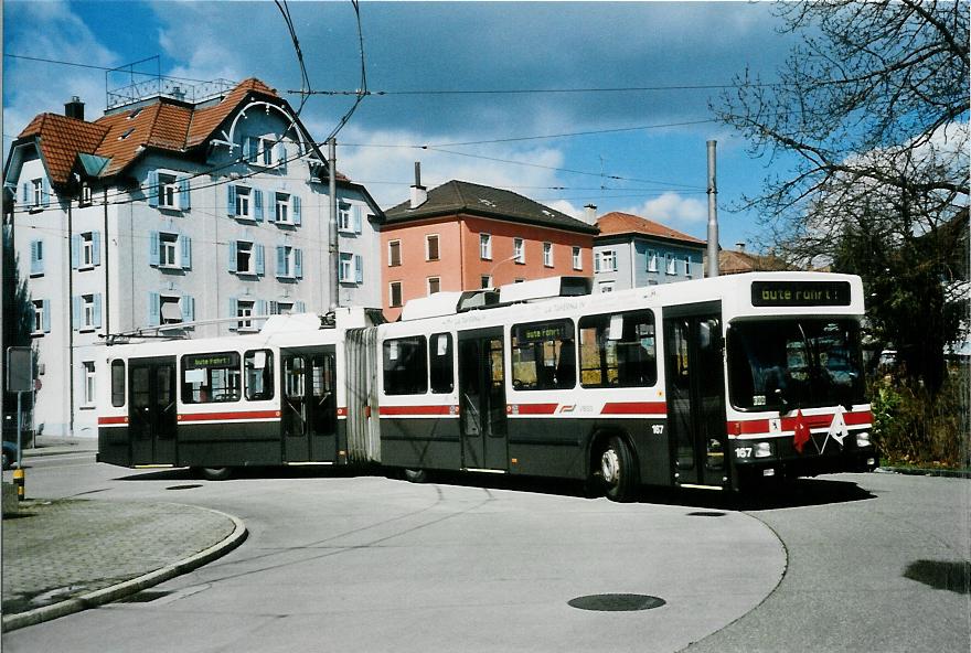 (106'008) - VBSG St. Gallen - Nr. 167 - NAW/Hess Gelenktrolleybus am 29. M�rz 2008 in St. Gallen, Heiligkreuz