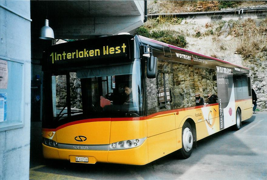 (106'032) - PostAuto Bern - BE 610'538 - Solaris am 30. M�rz 2008 in Beatenberg, Station