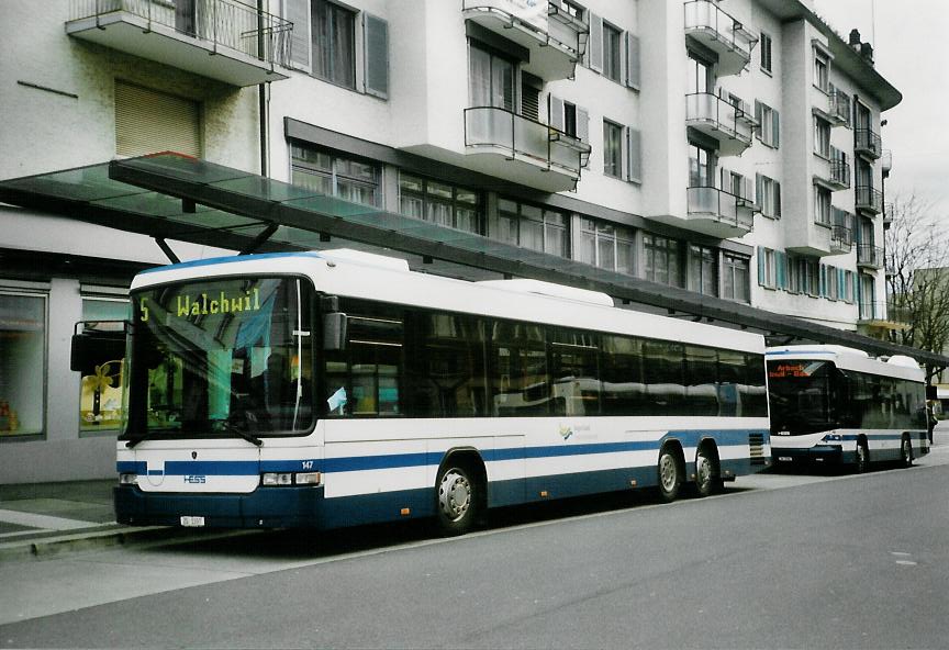 (106'125) - ZVB Zug - Nr. 147/ZG 3397 - Scania/Hess am 31. M�rz 2008 beim Bahnhof Zug