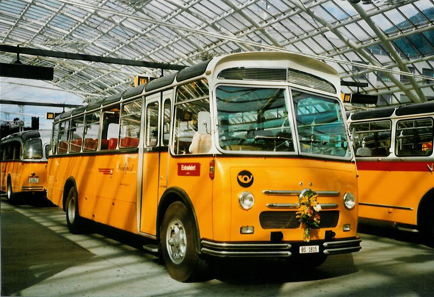 (107'203) - Stebler, Basel - BS 1815 - Saurer/FHS (ex Reber, Basel; ex Eggenberger, M�riken; ex Ott, Wetzikon; ex OPC Ennetb�rgen Nr. 3; ex AVG Grindelwald; ex P 24'143) am 24. Mai 2008 in Chur, Postautostation