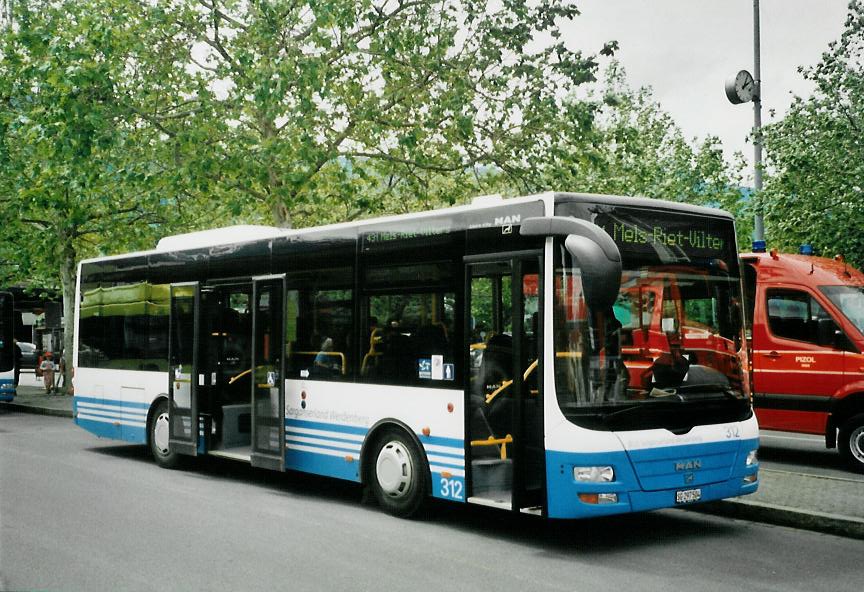 (107'424) - BSW Sargans - Nr. 312/SG 297'504 - MAN/G�ppel am 24. Mai 2008 beim Bahnhof Sargans