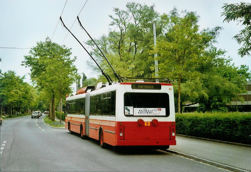 (107'722) - VB Biel - Nr. 80 - NAW/Hess Gelenktrolleybus am 1. Juni 2008 in Biel, L�ndtestrasse