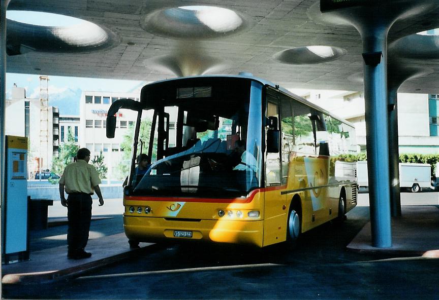 (108'008) - Zimmermann, Visperterminen - VS 123'123 - Neoplan am 21. Juni 2008 beim Bahnhof Visp