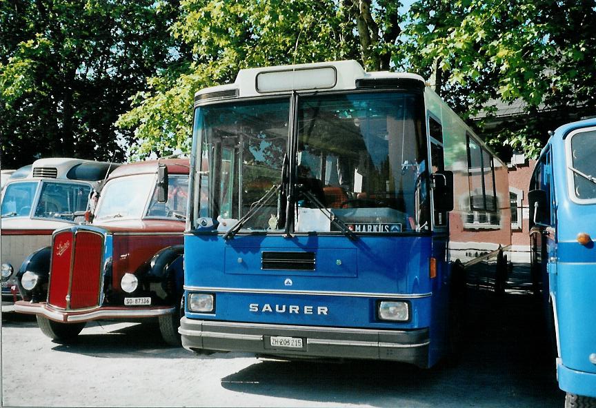 (108'033) - Hauser, W�denswil - ZH 203'215 - Saurer/R&J (ex Bucher, Gr�t; ex P 25'648) am 21. Juni 2008 in Aigle, Saurertreffen
