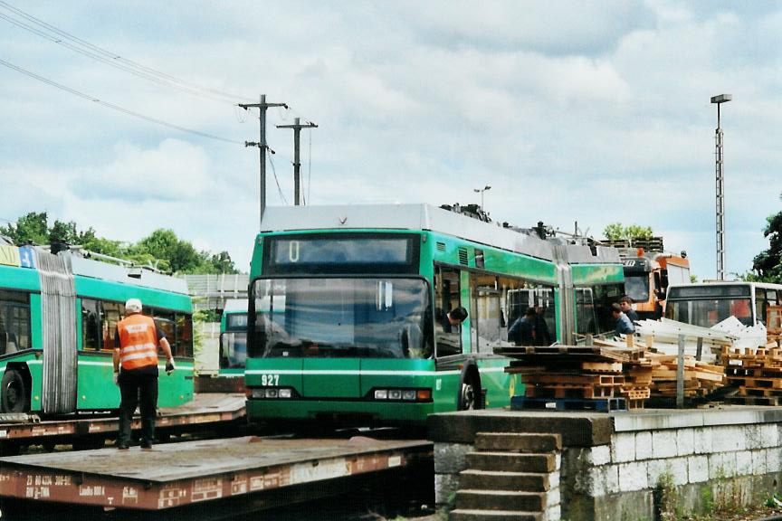 (108'828) - BVB Basel - Nr. 927 - Neoplan Gelenktrolleybus am 7. Juli 2008 in Basel, G�terbahnhof Wolf
